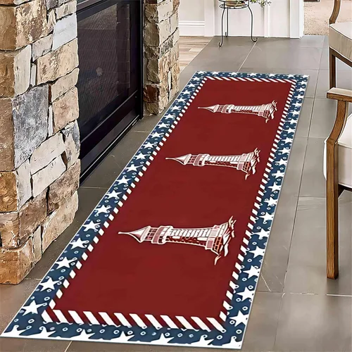 Vista 11 de Alfombra vintage con bandera estadounidense, 1.3 x 7 pies, diseño de estrellas y bandera estadounidense del Día de la Independencia, alfombra