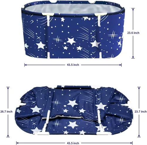 Vista 2 de BESTHLS Bañera Portátil para Adultos, Bañera Plegable Portátil para Baño de Remojo, Tina de Baño Ecológica para Cabina de Ducha (Azul Cielo Grande)