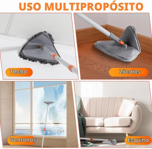 Vista 6 de Limpiador de pared con mango largo de 82 pulgadas, limpiador de pared, herramienta de limpieza con 4 almohadillas de microfibra de felpilla
