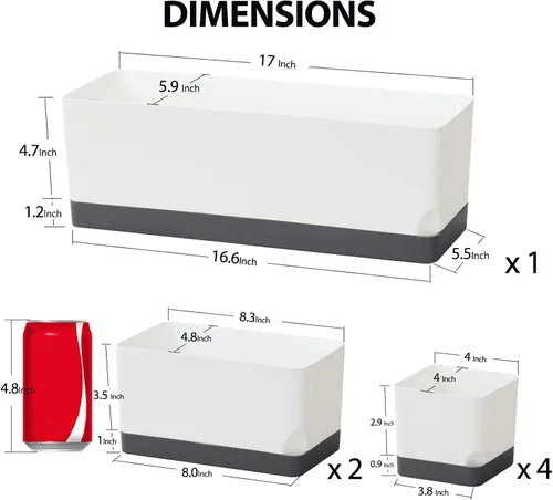 Vista 3 de Macetas de riego automático en macetas para plantas de interior, paquete de 7 unidades de 4+8+17 pulgadas, macetas de ventana de plástico, maceta