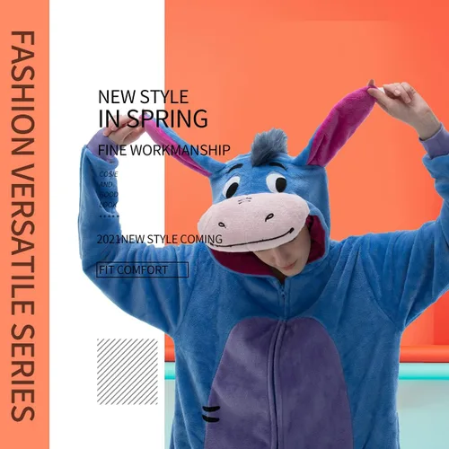 Vista 8 de COSUSKET Snug Fit Unisex Adult Onesie Pajamas Flannel Cosplay Animal One Piece Halloween Costume Sleepwear Homewear
