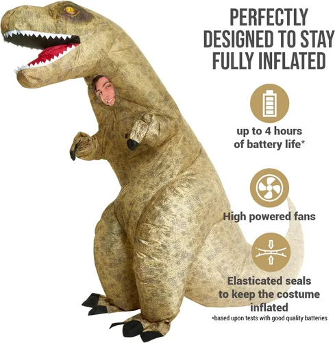 Vista 4 de Morph Jurassic - Disfraz inflable de dinosaurio T-Rex unisex, talla única, Dinosaurio T-rex