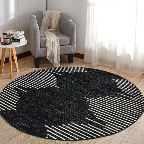 Vista 17 de Rugshop Alfombra bohemia a rayas resistente a las manchas, color beige, 2 x 7 pies