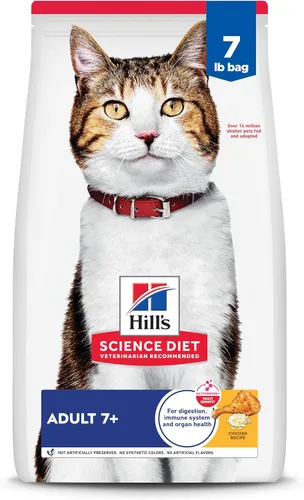 Vista 17 de Hill's Science Diet Adult 7+, Senior Adult 7+ Premium Nutrition, alimento seco para gatos, receta de pollo, bolsa de 4 libras