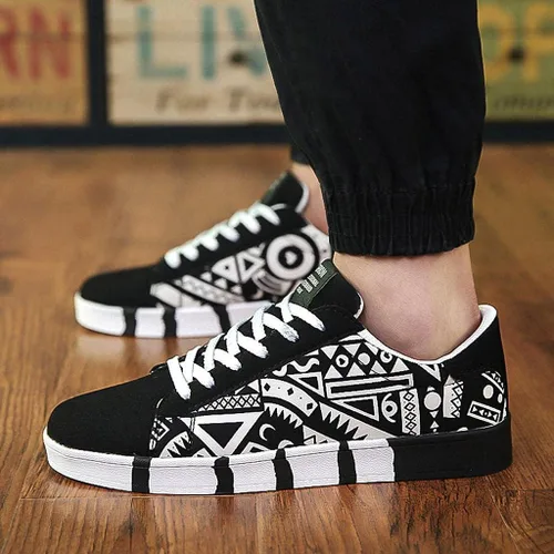 Vista 5 de Hbeylia Tenis de moda para mujeres y hombres, parejas, informales, hip hop, hipster, graffiti, con cordones, parte superior baja, zapatos de lona