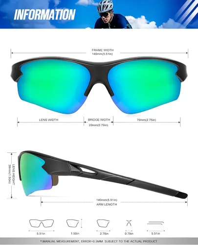 Vista 5 de KALIYADI Gafas de sol deportivas para hombres, gafas de sol polarizadas para hombres, mujeres, jóvenes, béisbol, softbol con protección UV