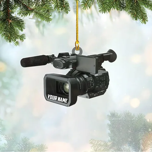 Vista 4 de Adorno personalizado para cámara, adornos de cámara personalizados para árbol de Navidad, cámara de película, adorno de Navidad, adorno
