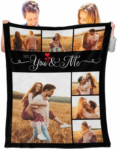 Vista 10 de D-Story Mantas personalizadas con fotos, regalos personalizados para parejas, regalos de aniversario y cumpleaños para esposa, marido, novia, novio