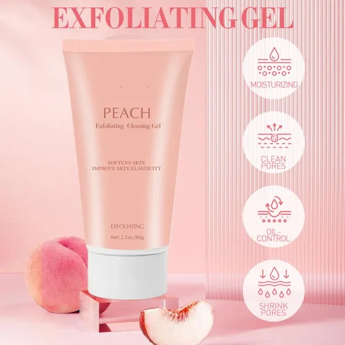 Vista 3 de Gel exfoliante de melocotón, gel hidratante exfoliante purificador, limpiador facial, lavado facial hipoalergénico, cuidado facial y corporal