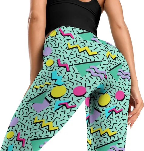 Vista 2 de Leggings artísticos de los años 80 para mujer, pantalones elásticos suaves y de cintura alta, sin costuras, para entrenamiento