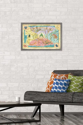 Vista 2 de The Wizard Of Oz - Póster de pared de mapa, 22.4 pulgadas de largo x 14.7 pulgadas de ancho, versión enmarcada de madera de granero