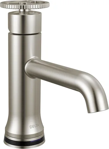 Vista 19 de Delta Trinsic - Grifo de baño de 1 agujero con mango de rueda, níquel pulido, grifo de fregadero de baño de un solo agujero, ensamblaje de drenaje