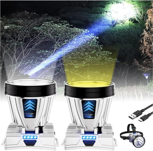 Vista 9 de Linterna frontal recargable súper brillante de alta potencia, lámpara LED recargable 2023, linterna frontal portátil impermeable para exteriores