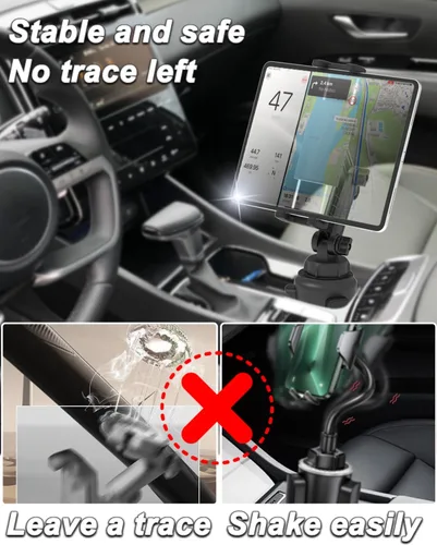 Vista 3 de Charchendo Adjustable Extendable Cup Holder Tablet Stand - 4-12.9 inch Tablet & Phone Mount, Non-Slip Secure Clamp, for Car/Truck, Fits iPad