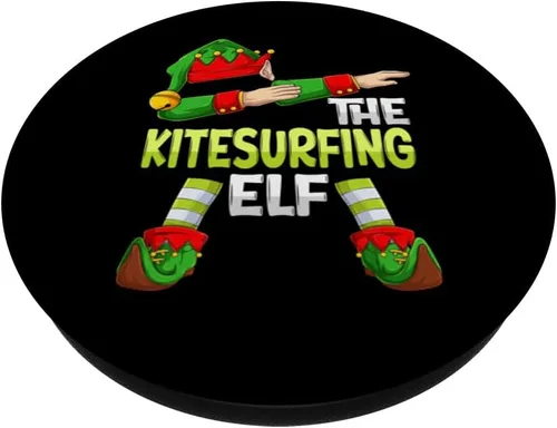 Vista 2 de Dabbing kitesurfer Christmas kitesurf The Kitesurfing Elf PopSockets Standard PopGrip