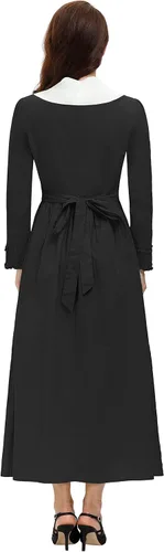 Vista 5 de SCARLET DARKNESS - Vestido colonial para mujer, disfraz sencillo de pionera de la pradera