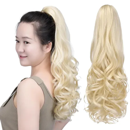 Vista 19 de SYXLCYGG Auburn Clip Cola de caballo Clip Cola de caballo Extensión de cola de caballo ondulado 10 pulgadas 3.5 oz pelo sintético falso pieza