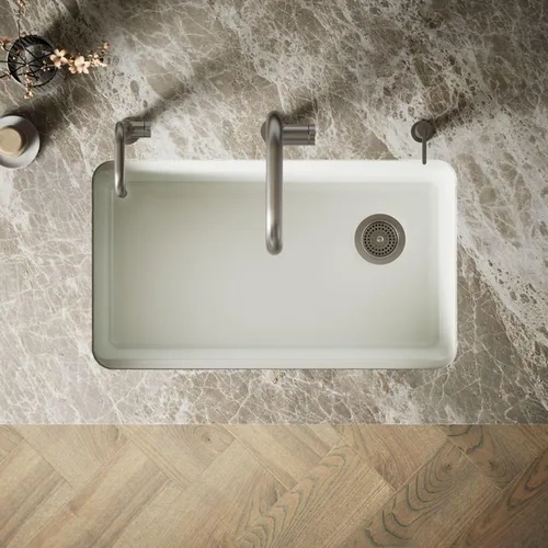 Vista 8 de Kohler 5871-5UA3-NY Riverby® Fregadero de cocina con estación de trabajo de un solo tazón de 33 pulgadas, Dune