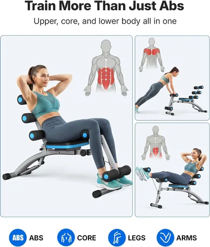 Vista 8 de MERACH Ab Machine, Adjustable Ab Workout Bench for Home Gym, Multi-Functional Sit Up Exercise Equipment with 300 LBS Weight Capacity, Exercise Chair
