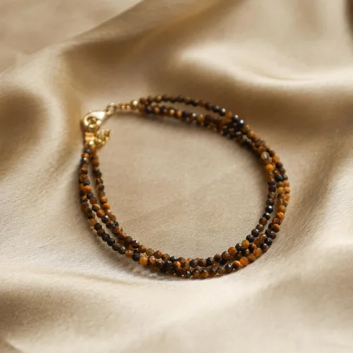 Vista 33 de Gempires - Pulseras de cuentas naturales de múltiples hebras, ligeras, hechas a mano, hipoalergénicas, de 8 pulgadas, chapadas en oro, elegantes