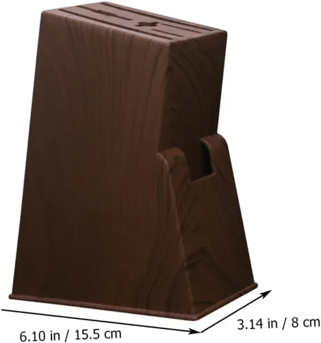 Vista 2 de Mobestech Vajilla de madera para patrón de estante afilado de cubiertos para el hogar Cortador Bloque estable Estante de madera de imitación