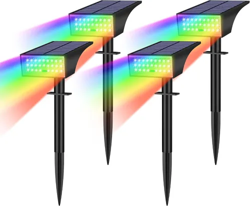 Vista 14 de Focos solares para exteriores con indicador de nivel de batería de 4 LED 2-Blanco fresco