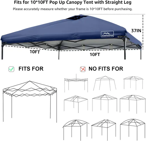 Vista 4 de KAMPKEEPER Cubierta de Repuesto Superior para Carpa Toldo Emergente con Ventilación de Aire y Correa Elástica Ajustable, Poliéster Resistente a Azul