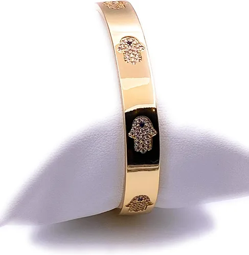 Vista 5 de LESLIE BOULES Pulsera de mano Hamsa chapada en oro de 18 quilates para mujer, joyería de moda