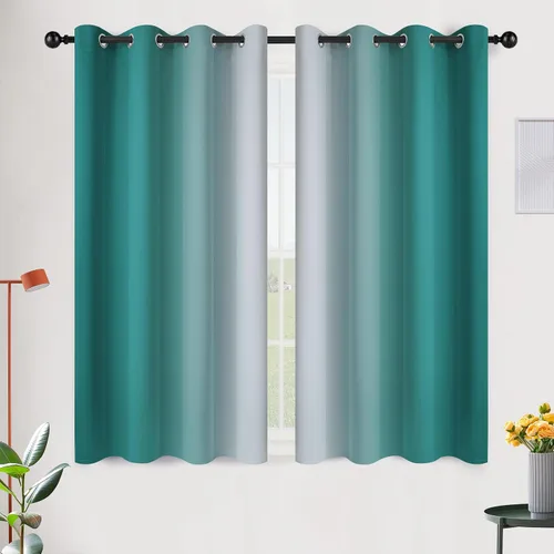 Vista 152 de SimpleHome Cortinas degradadas degradadas para oscurecer la habitación de 36 pulgadas de largo para dormitorio, con ojales y bloqueo de luz Negro