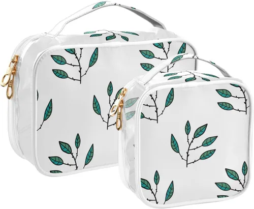 Vista 2 de Bolsas de maquillaje transparentes, 2 unidades, estuche de viaje, neceser, organizador portátil de cosméticos, para hombres y mujeres, bolsa