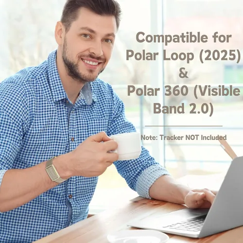 Vista 2 de Vanet Correas de nailon compatibles con bandas de bucle polar/reemplazo Polar 360, correa elástica transpirable deportiva, ajustable, trenzada Beige