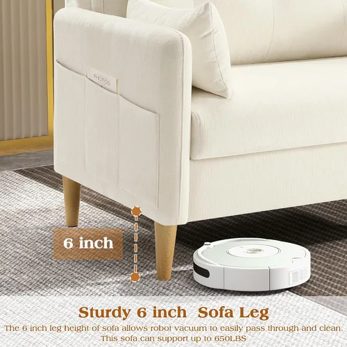 Vista 6 de Hanherry Sofá Loveseat, Sofá Pequeño de 47" para Sala de Estar, Cómodo Asiento de Amor de Tela Chenilla para Dormitorio con Almohada Decorativa