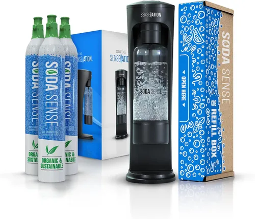 Vista 8 de SENSEation Máquina de Soda Gadgets de Cocina, Nuevos Artículos Esenciales para el Hogar - Juego de Máquina de Agua con Gas con 1 Cartucho de CO2