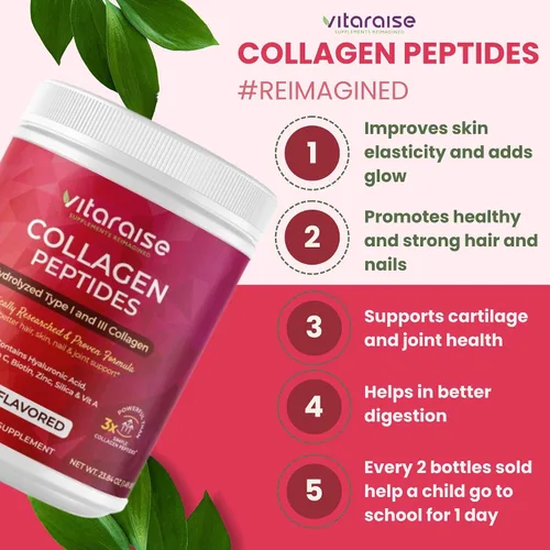 Vista 3 de Polvo de colágeno hidrolizado, tipo I y III, alimentado con pasto, naturalmente, 3 veces más potentes péptidos de colágeno en polvo para mujeres