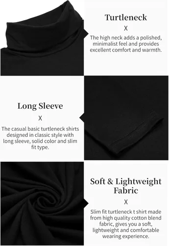 Vista 6 de COOFANDY Camisetas casuales de cuello alto para hombre, ligeras, básicas, de algodón