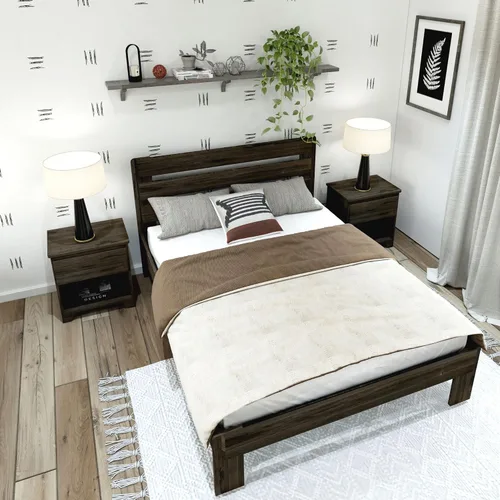 Vista 5 de Plank+Beam Cama individual moderna de granja, cabecera de tablones, marrón granero Barnwood Marrón