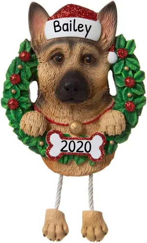 Vista 14 de Adornos de Navidad personalizados para perros 2024 – Corona de perro Beagle Adornos de Navidad para amantes de los perros, adorno de primera Navidad