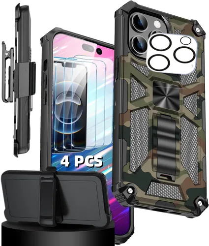 Vista 11 de for iPhone Case, Heavy Duty Military Grade Drop Tested Cover with Built-in Kickstand and for Magnetic Ring (Black,iPhone 11)