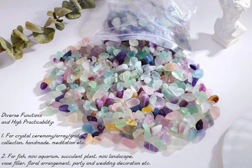 Vista 4 de Paquete de 8.82 onzas de fluorita y 8.82 onzas de cristales de amatista, grava, para acuario, piedras rodadas, piedras trituradas, piezas de cuarzo