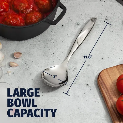 Vista 4 de Zulay Kitchen Cuchara de servir de acero inoxidable, cuchara grande de cocina y servir de 11.5 pulgadas con mango ergonómico, duradero, resistente