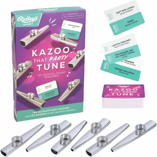 Vista 8 de Kazoo That Festive Tune Juego navideño para la familia No se requiere talento musical Incluye 4 kazoos y 100 canciones festivas