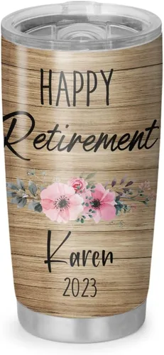 Vista 4 de Vaso aislado de acero inoxidable personalizado para jubilación, regalo de jubilación para mujeres, compañero de trabajo jubilado, dama, jefe, vaso