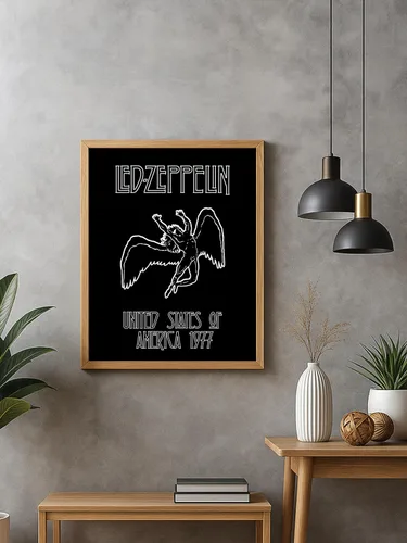 Vista 8 de AMERICAN LUXURY GIFTS Póster de pared vintage de ángel de rock, diseño retro inspirado en la música de los años 70, impresión estética en blanco