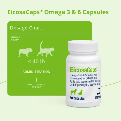 Vista 4 de EicosaCaps Omega 3 y 6 para perros y gatos de menos de 40 libras, 60 cápsulas