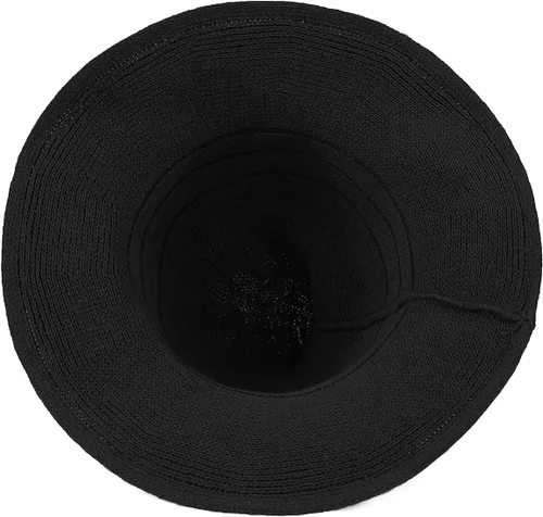Vista 4 de Century Star Sombrero de bruja para mujer para Halloween, sombreros de lana de ala ancha, gorra de punto Spire para fiesta y uso diario