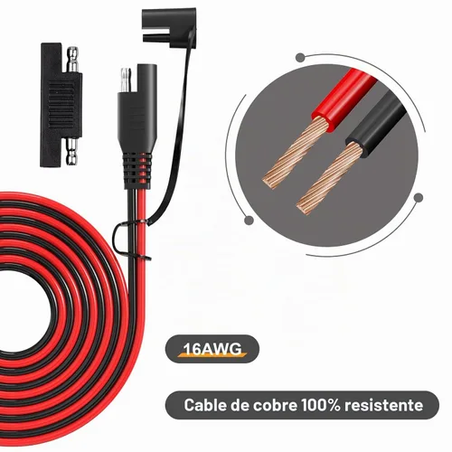 Vista 3 de Cable de extensión SAE 16AWG de 12 pies, cable conector SAE para automoción