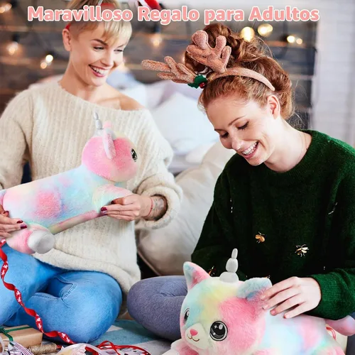 Vista 8 de SQEQE Gato Unicornio de Peluche Mamá Gato Unicornio con 4 Lindos Gatitos Bebé - Regalos de Cumpleaños de Peluche para Niños y Niñas Caticornio