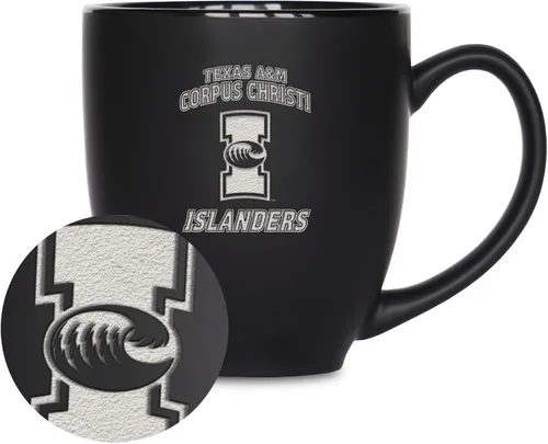 Vista 94 de Rico Industries - Taza de cerámica mate negra con grabado láser estándar de 15oz para NCAA (escuelas T & U) - Para bebidas calientes o frías