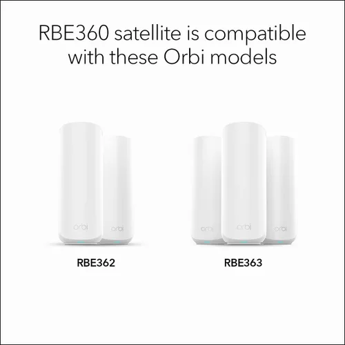 Vista 4 de NETGEAR Orbi Serie 360 (RBE360) Satélite de red de malla WiFi 7 de doble banda – Funciona con funciones de seguridad Orbi RBE362, RBE363, 5 Gbps
