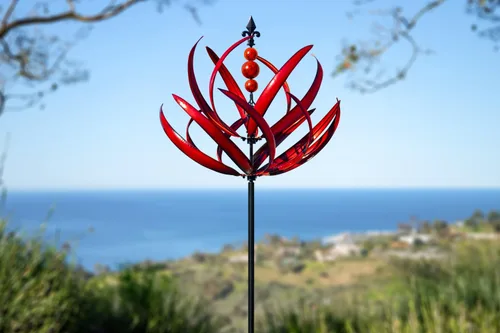 Vista 7 de LimeHill Molinillo de viento para jardín y patio, esculturas de viento cinéticas de metal grandes para decoración al aire libre